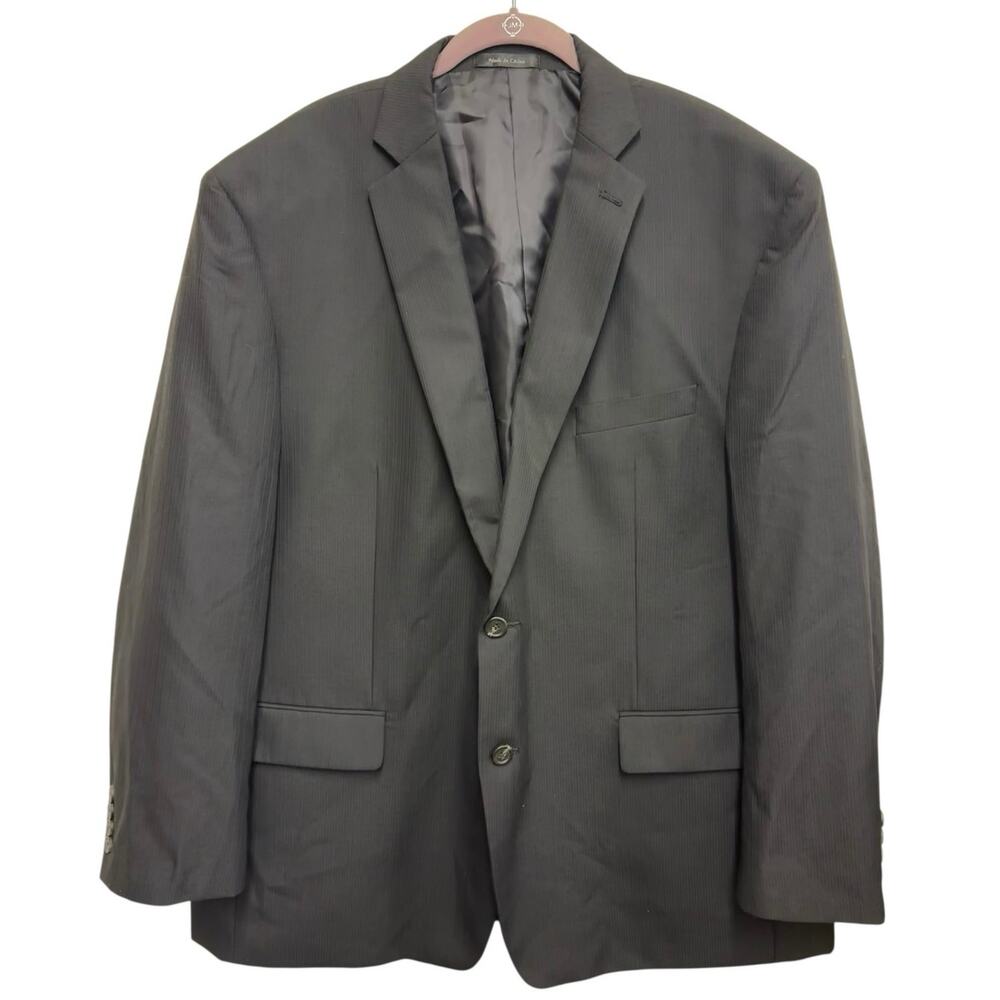 IZOD Men's 50R‎ Black Pinstripe Blazer Sport Coat Wool Blend
